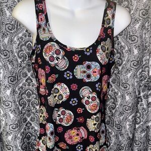 Floral Skull Print Tank Top